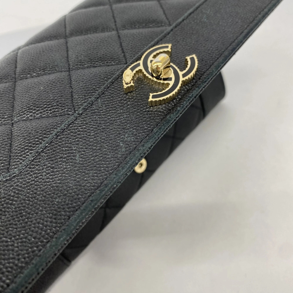 CHANEL Authentic Black Caviar Leather Wallet - Picture 7 of 9